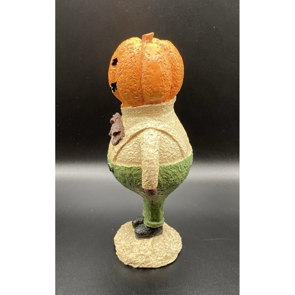 Vintage 80s 90s Halloween Pumpkin Head Man with Bow Tie Folk Primitive - Picture 4 of 5